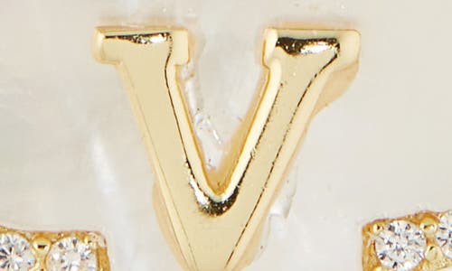 Argento Vivo Sterling Silver Clover Mother-of-pearl Initial Pendant Necklace In Gold