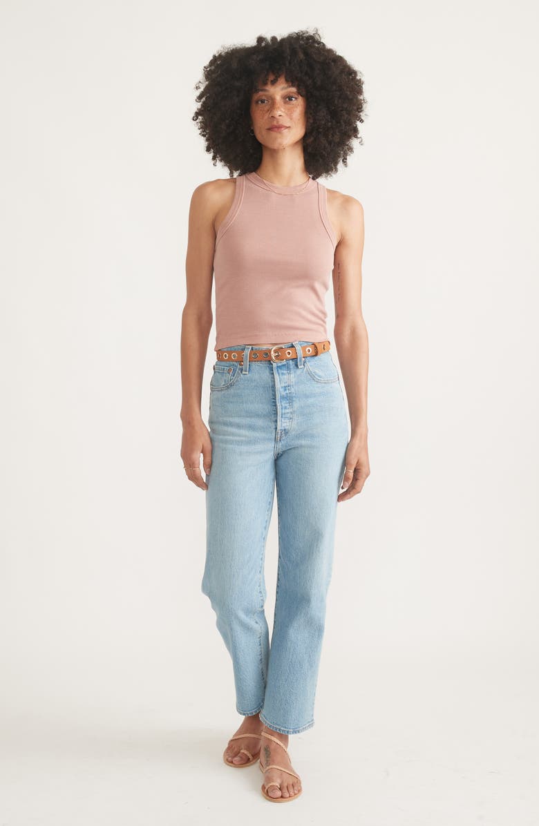 Marine Layer Lexi Sun-In High Neck Crop Rib Tank, Alternate, color, 