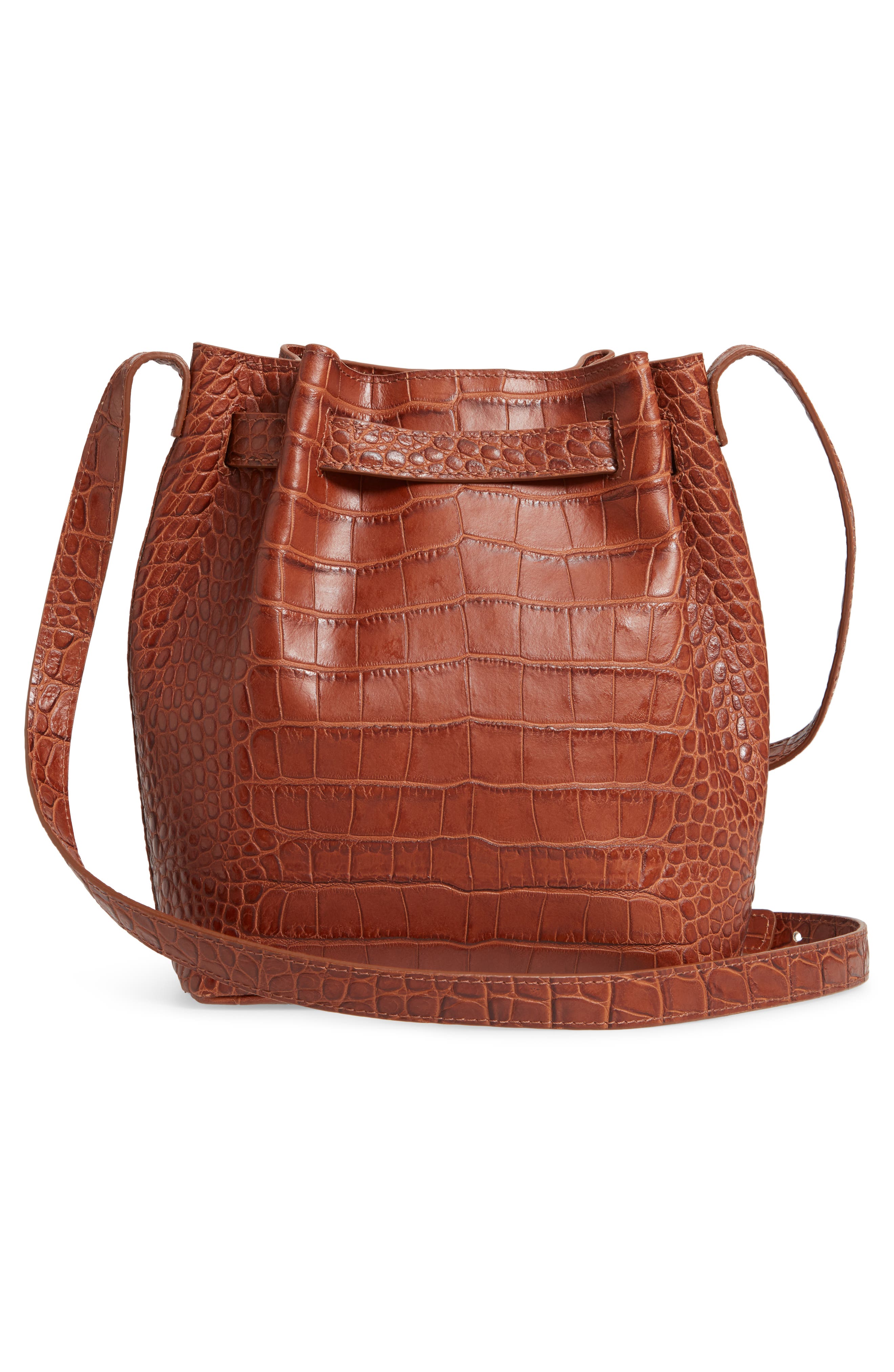 DeMellier Naples Leather Shoulder Bag, Alternate, color, Cognac Mock Croc