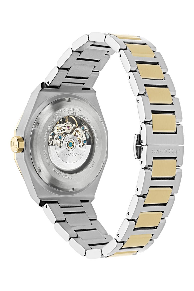 Edge Skeleton Automatic Bracelet Watch, 42mm, Alternate, color, TWO TONE