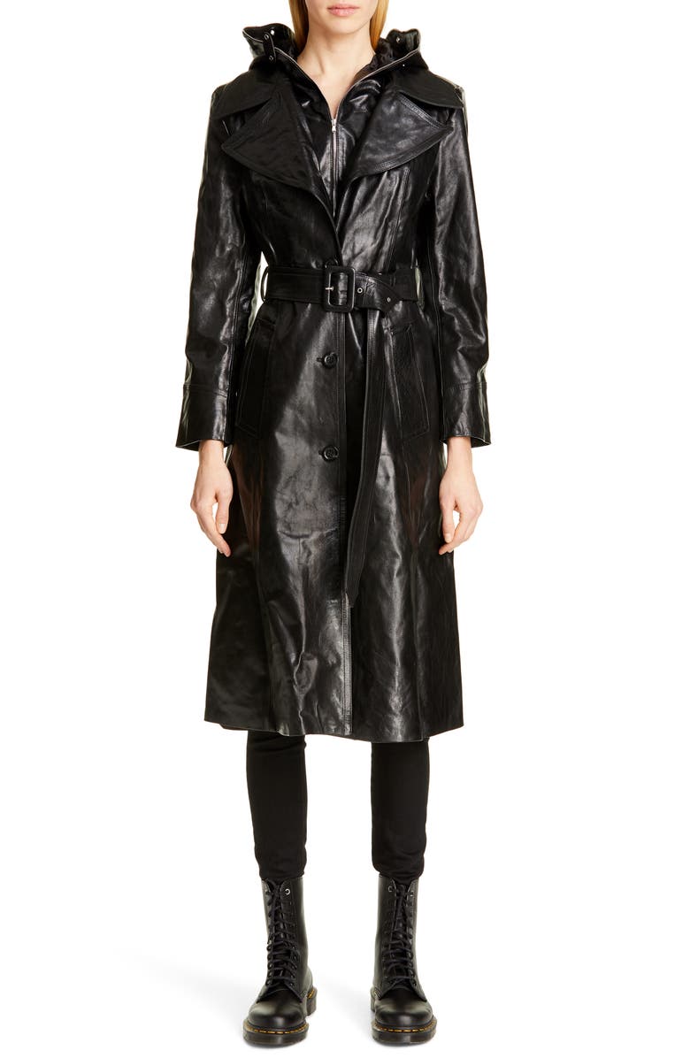 VETEMENTS Mask Leather Trench Coat, Main, color,