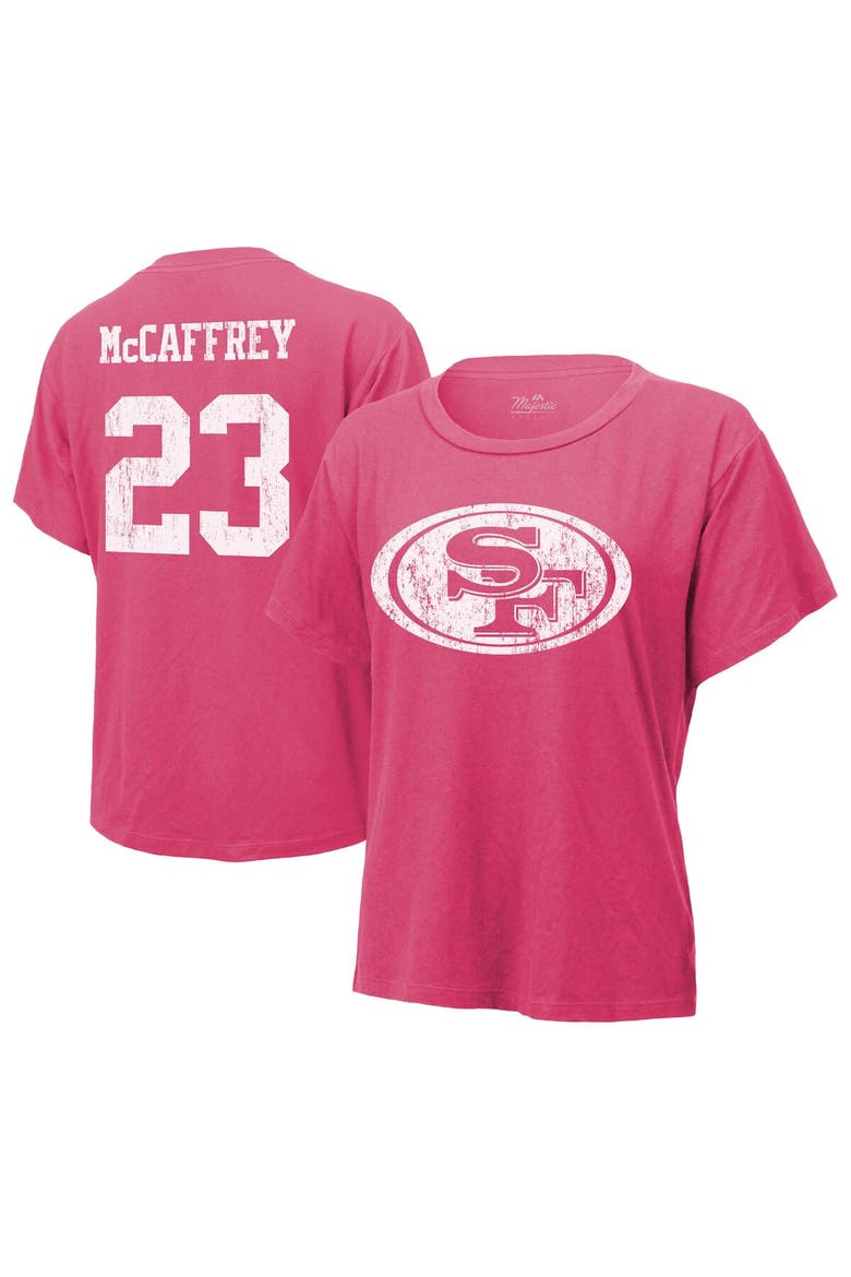 Women's Majestic Threads Christian McCaffrey Pink San Francisco 49ers Name & Number T-Shirt, Main, color, Pink