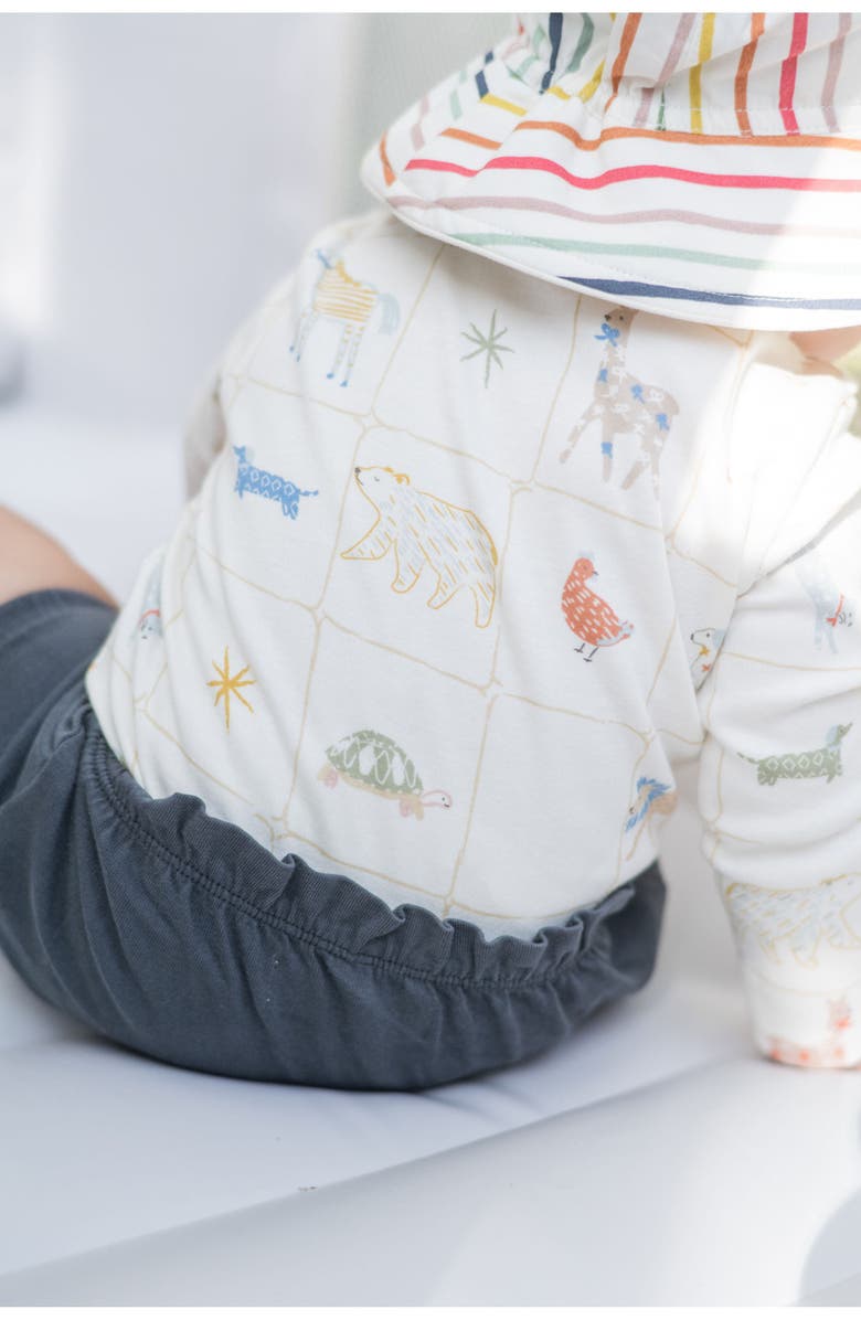 Pehr Henley Organic Cotton Bodysuit, Alternate, color, Animal Shuffle