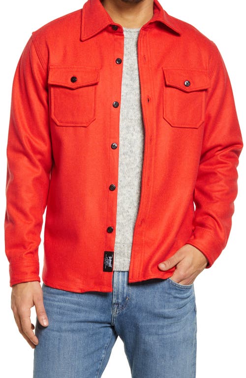 Schott NYC CPO Wool Blend Work Shirt in Orange 