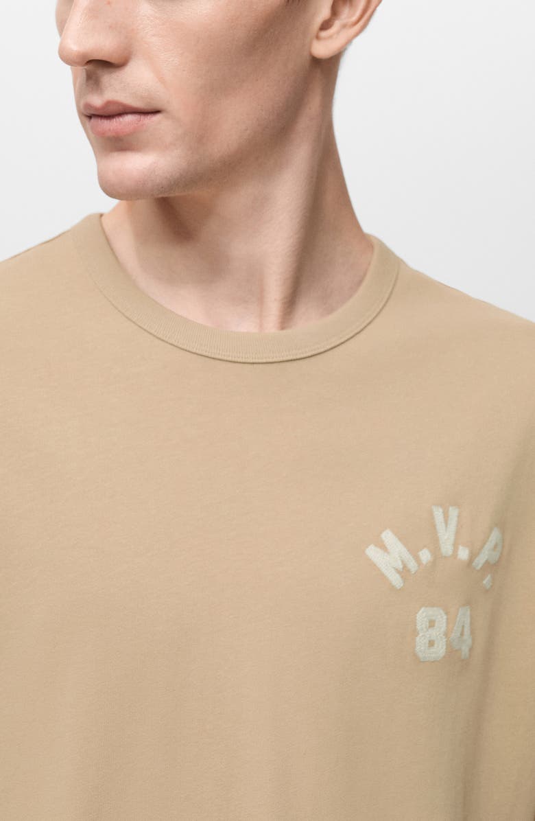 MANGO MVP Embroidered Graphic T-Shirt, Alternate, color, Beige