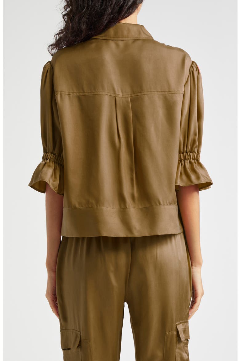 Holly Ruffle Sleeve Jacket, Alternate, color, DARK OLIVE