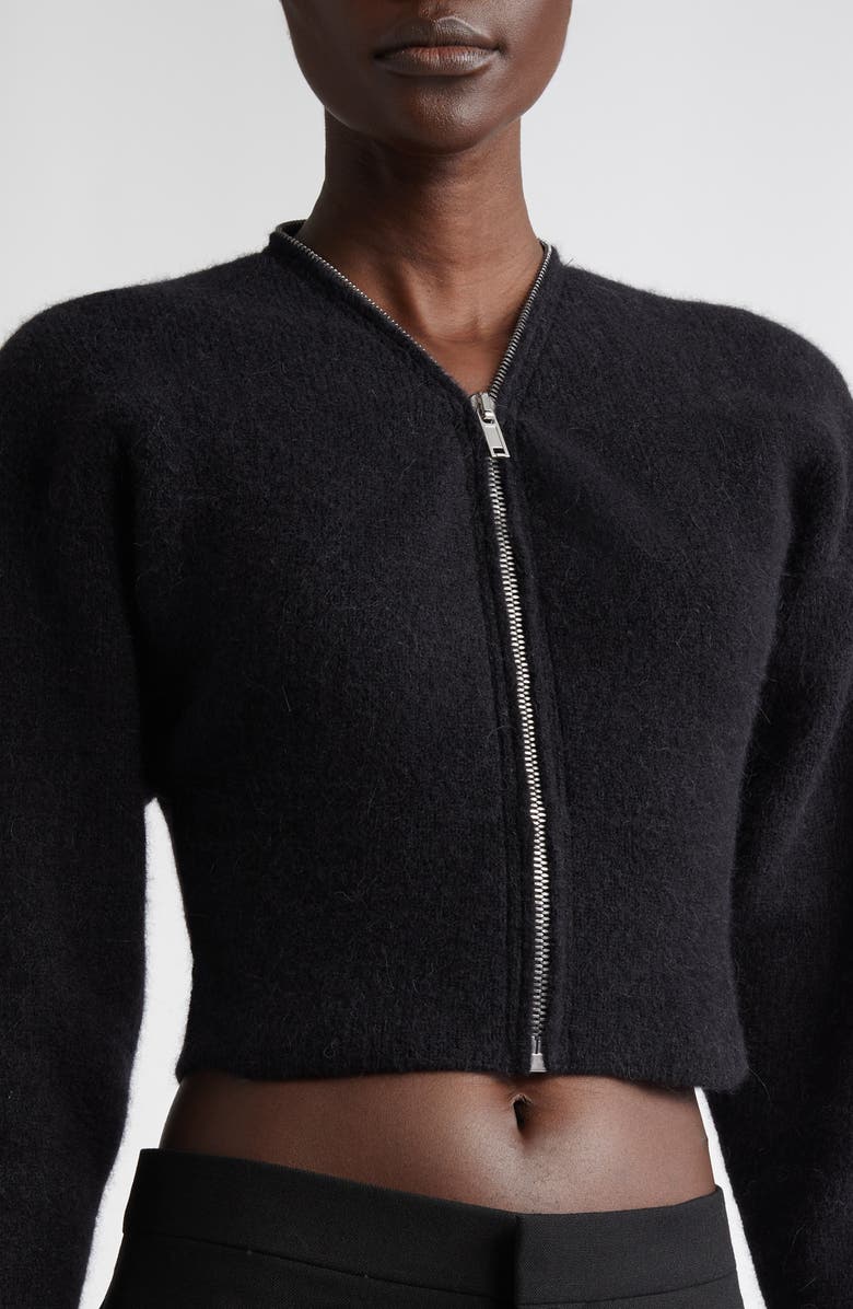 Rick Owens Zip Detail Crop Alpaca Blend Cardigan, Alternate, color,