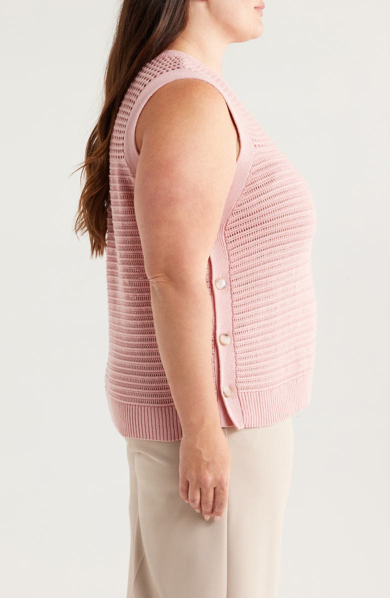 Halogen<sup>®</sup> Open Stitch Side-Button Cotton Sweater Tank, Alternate, color, Bridal Rose