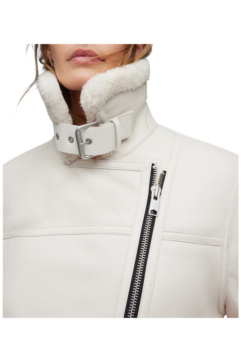 Sola Leather & Genuine Shearling Jacket, Alternate, color, WHITE