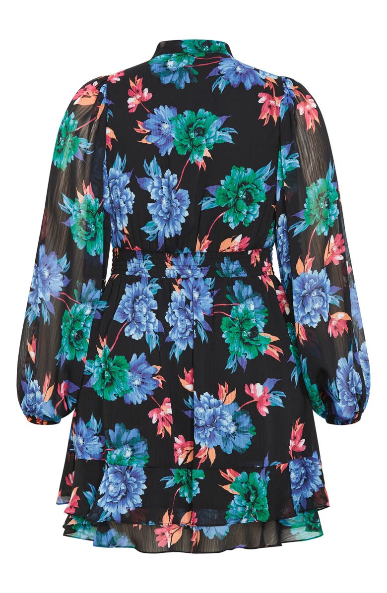 City Chic Blakely Floral Print Long Sleeve Minidress, Alternate, color, Blooming