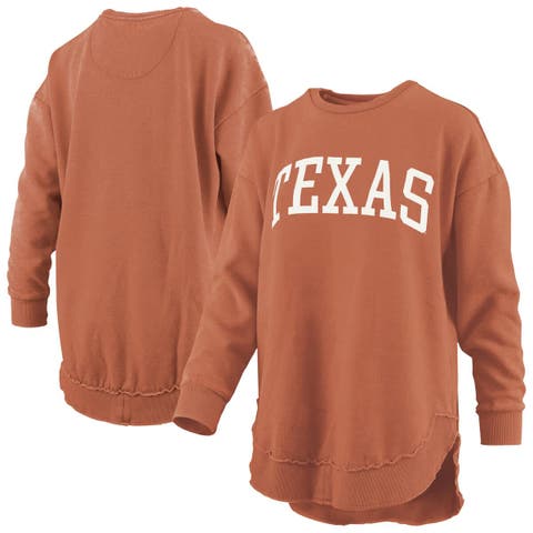 Women's Pressbox  Texas Orange Texas Longhorns Melange Poncho Vintage Fleece Long Sleeve Pullover Sweatshirt
