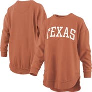 PRESSBOX Women's Pressbox  Texas Orange Texas Longhorns Melange Poncho Vintage Fleece Long Sleeve Pullover Sweatshirt