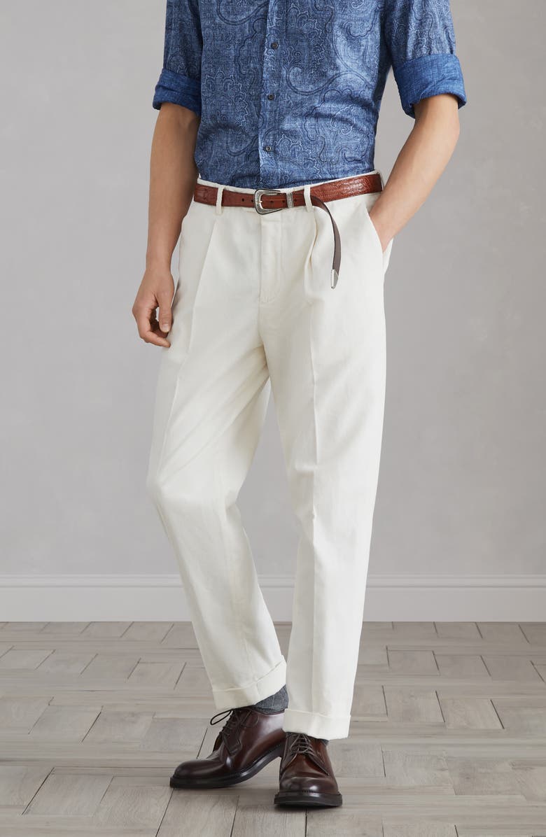 Brunello Cucinelli Leisure fit trousers with pleats, Alternate, color, 