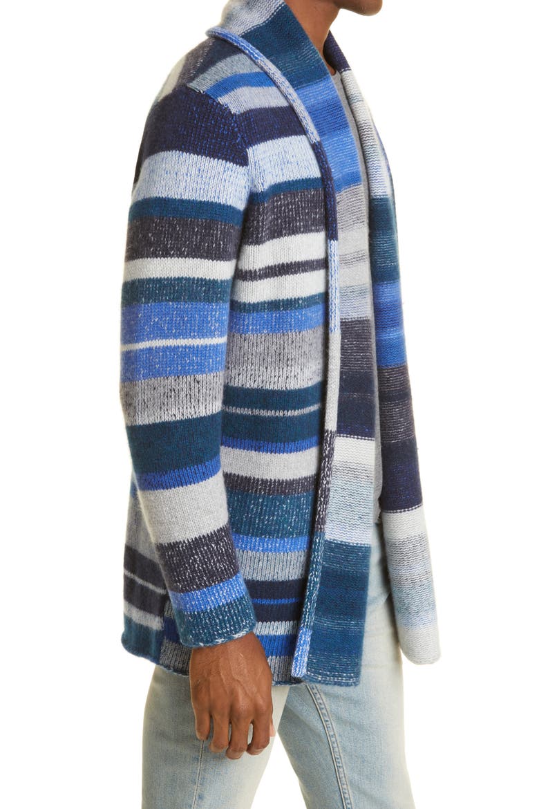 Italy Cashmere Smoking Jacket, Alternate, color, SILVER/ NAVY/ MULTI