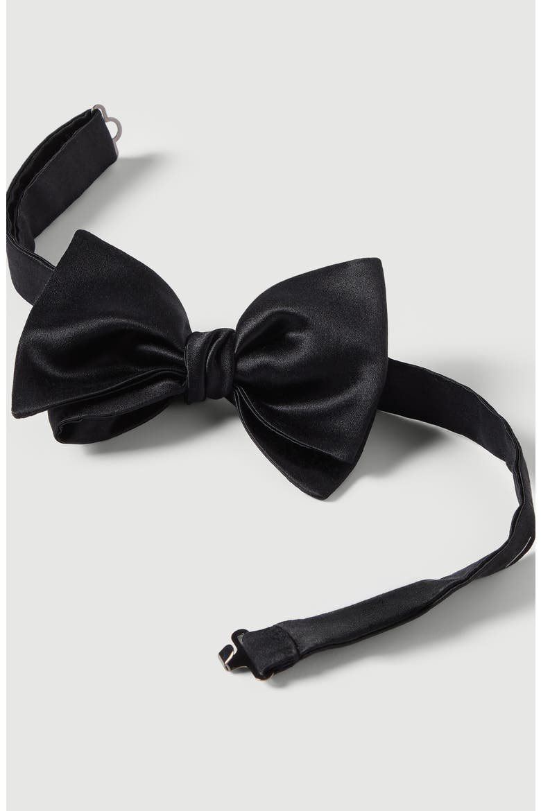Cotton and silk satin bow tie, Alternate, color, Black