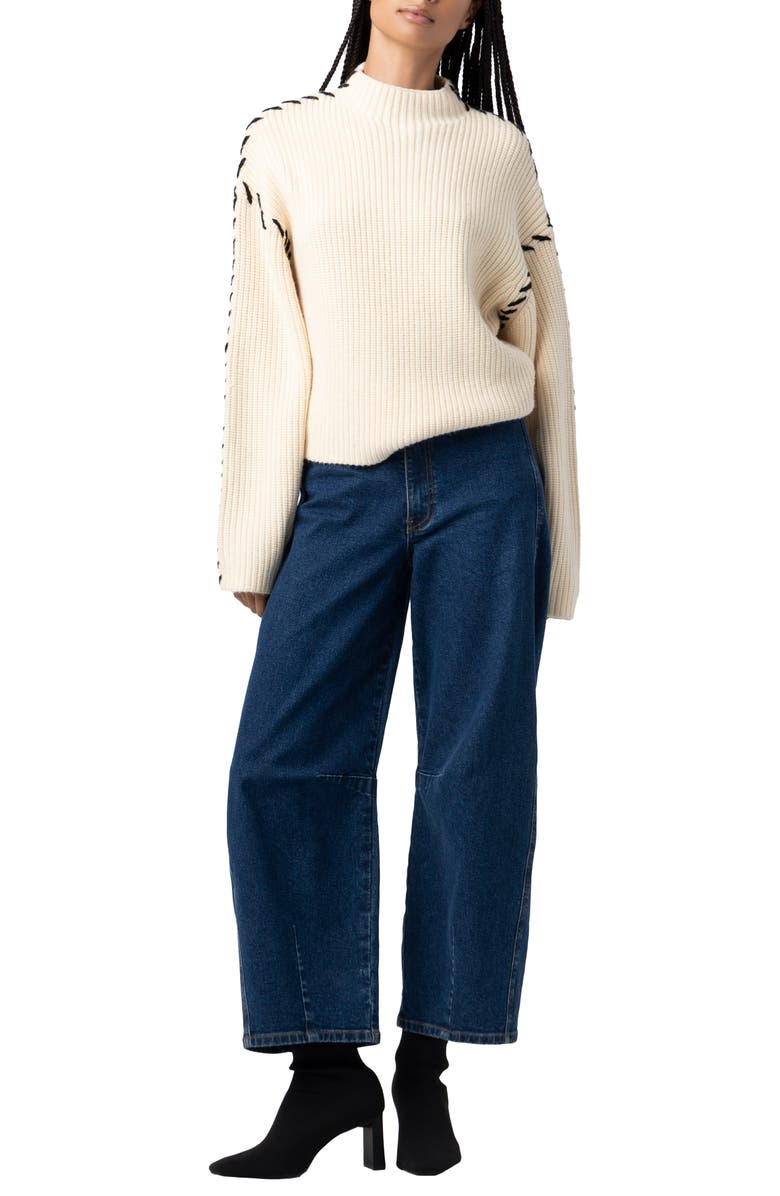 BLANKNYC Whip Stitch Mock Neck Sweater, Alternate, color, Steady Ground