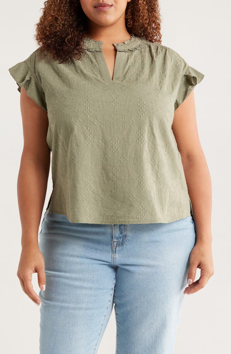 Wit & Wisdom Cap Sleeve Woven Shirt, Main, color, Oregano