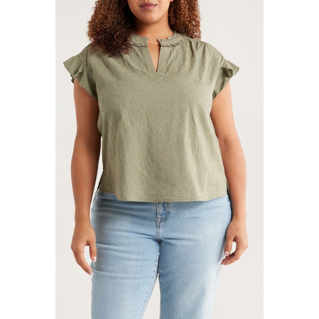 Wit & Wisdom Cap Sleeve Woven Shirt In Green