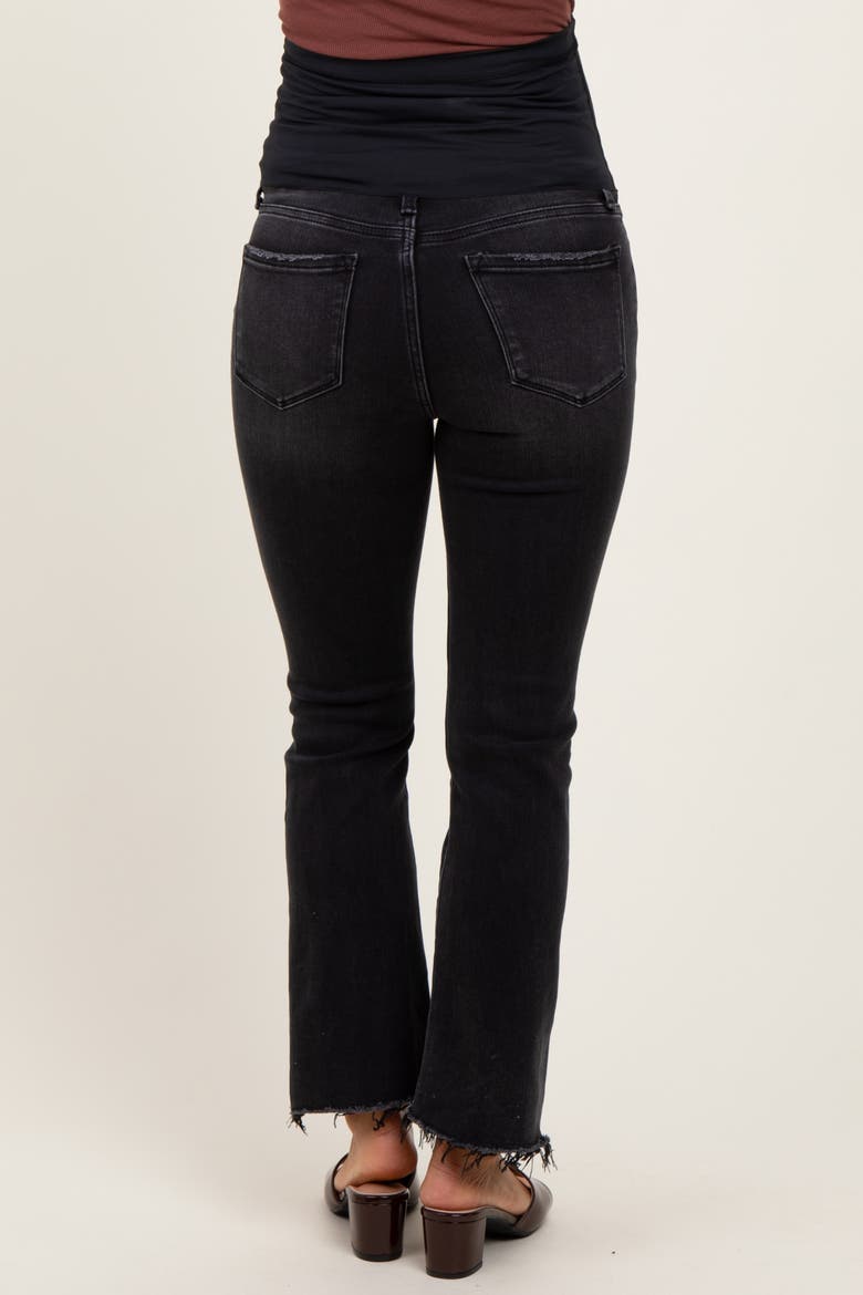 Washed Raw Hem Crop Flare Maternity Jeans, Alternate, color, Black