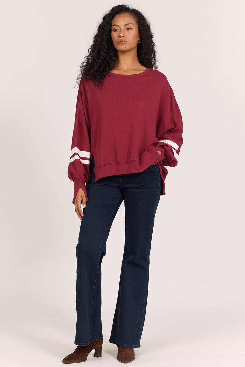 Trenton Oversized Terry Striped Sweatshirt, Alternate, color, Tibetan Red