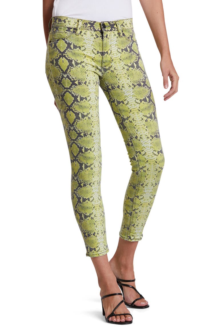 Jeans 'Nico' Ankle Coated Skinny Jeans, Alternate, color, CHARTREUSE PYTHON