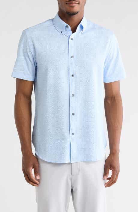 CONSTRUCT Dot Short Sleeve Seersucker Button-Down Shirt
