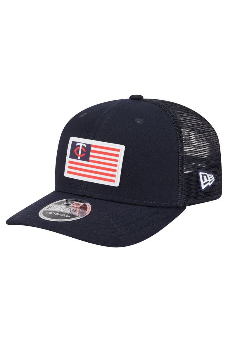Men's New Era Navy Minnesota Twins Flag 9SEVENTY Stretch-Snap Hat, Main, color, Navy