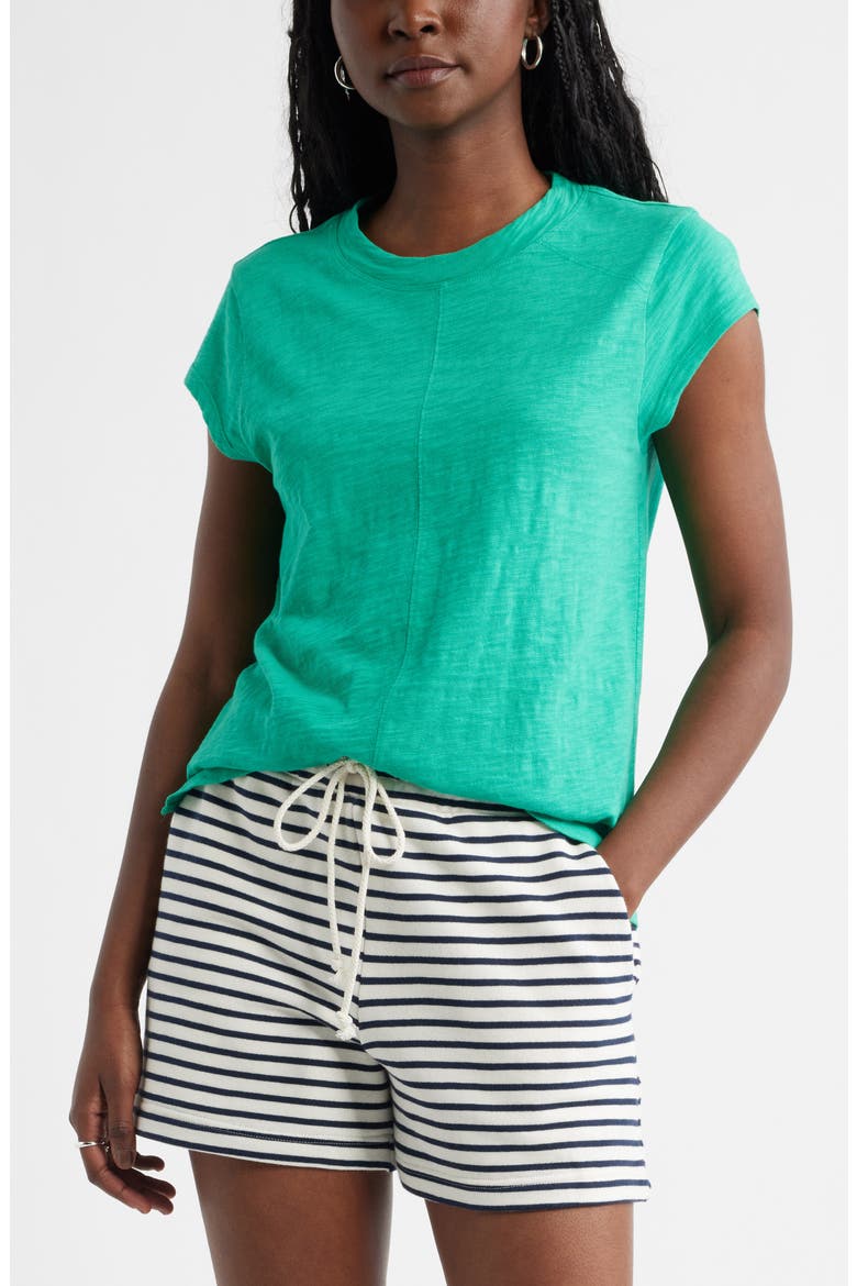 Short Raglan Sleeve Cotton Tee, Main, color, GREEN EASE