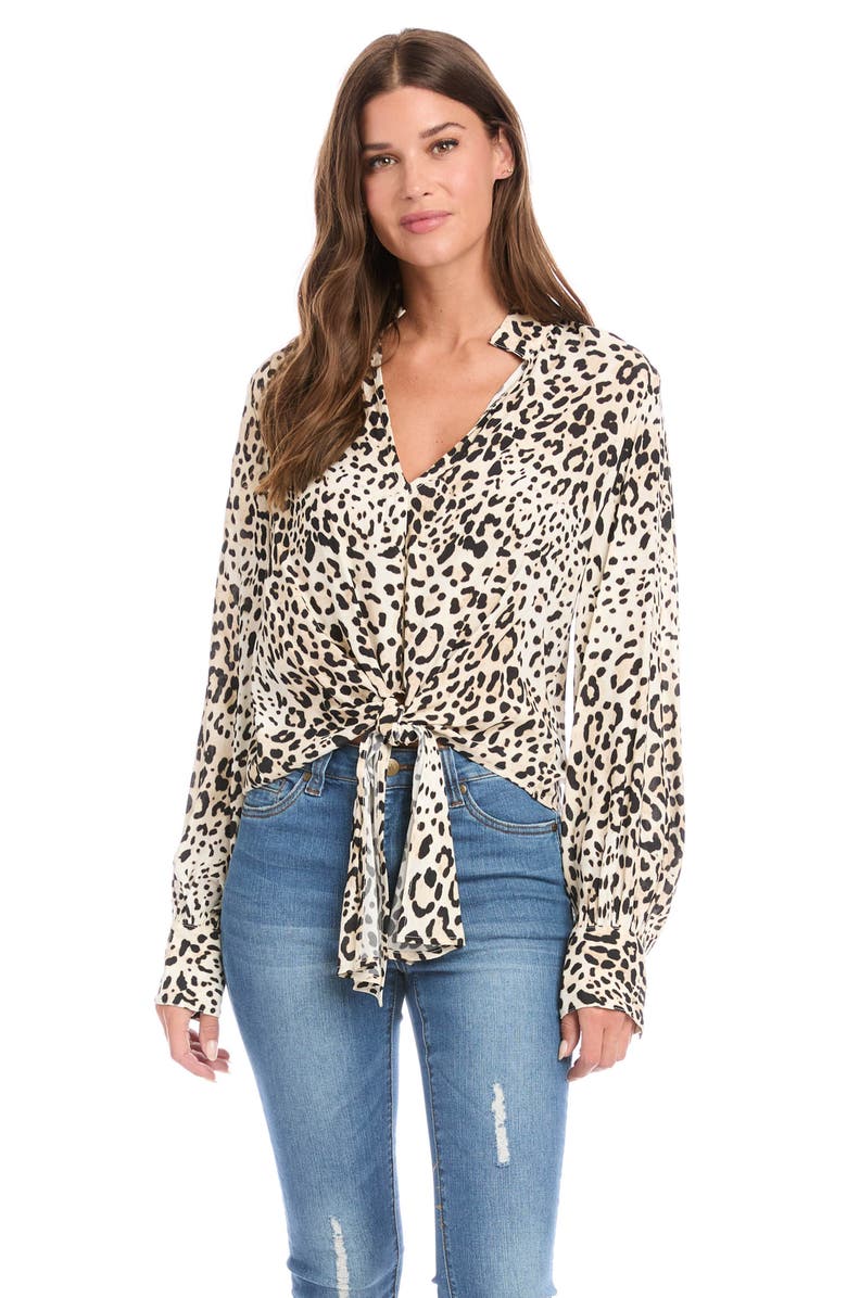 Karen Kane Print Tie Front Top, Alternate, color, 