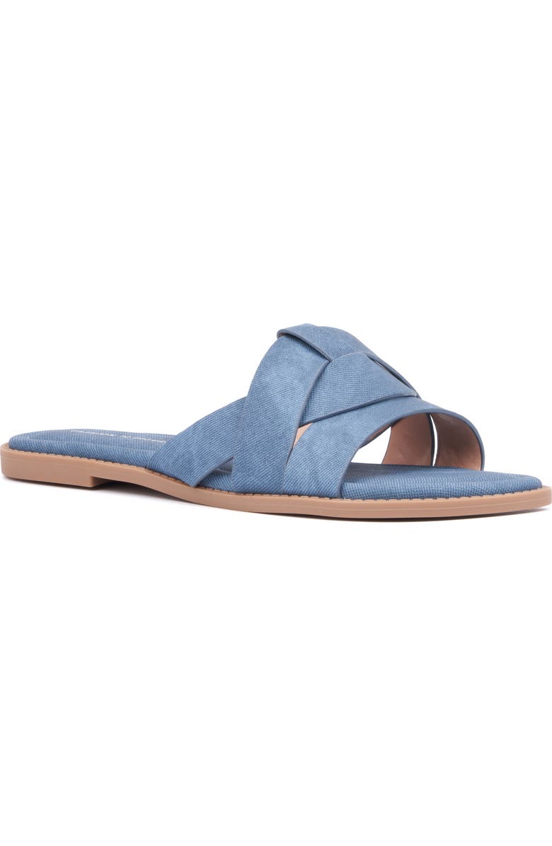 Fashion to Figure Tiana Slide Sandal - Wide Width, Main, color, Medium Blue