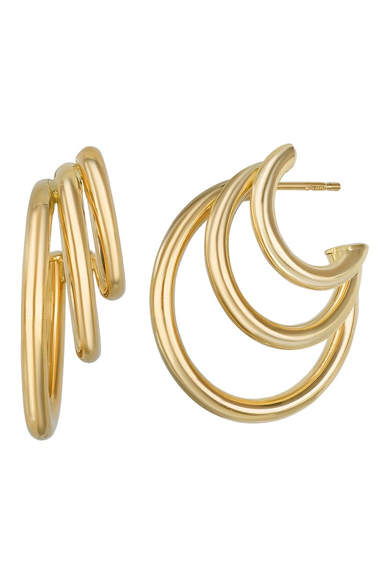 14K Gold Triple Hoop Earrings (Nordstrom Exclusive), Main, color, 14K YELLOW GOLD