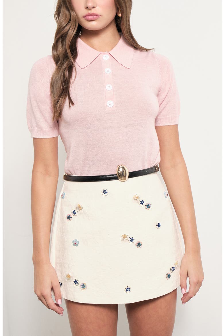 Brighton Print Cotton & Linen Skort, Alternate, color, BEIGE EMBELLISHED
