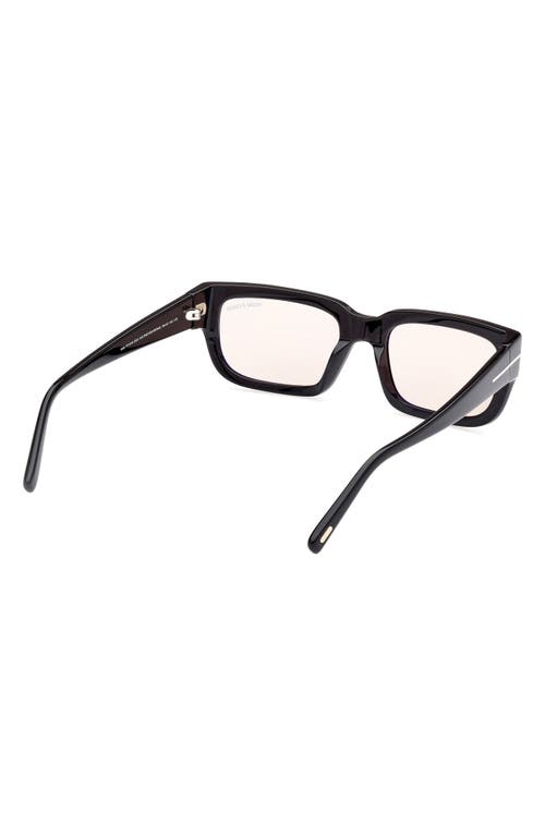 Tom Ford Eyewear Rectangular Frame Sunglasses In Black/t Logo/amber
