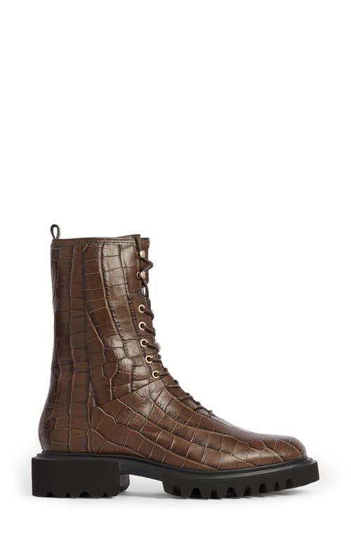 Allsaints Maren Croc-embossed Boot In Brown