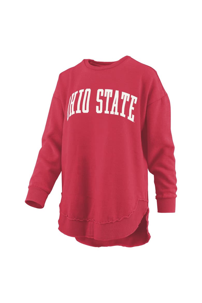 Women's Pressbox  Scarlet Ohio State Buckeyes Melange Poncho Vintage Fleece Long Sleeve Pullover Sweatshirt, Alternate, color, Scarlet
