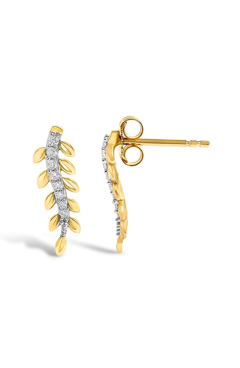 Haus of Brilliance 14K Yellow Gold 1/10 Cttw Diamond Leaf Drop Stud Earrings, Alternate, color, Yellow Gold