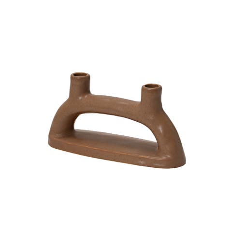 Modern Stoneware Double Taper Holder