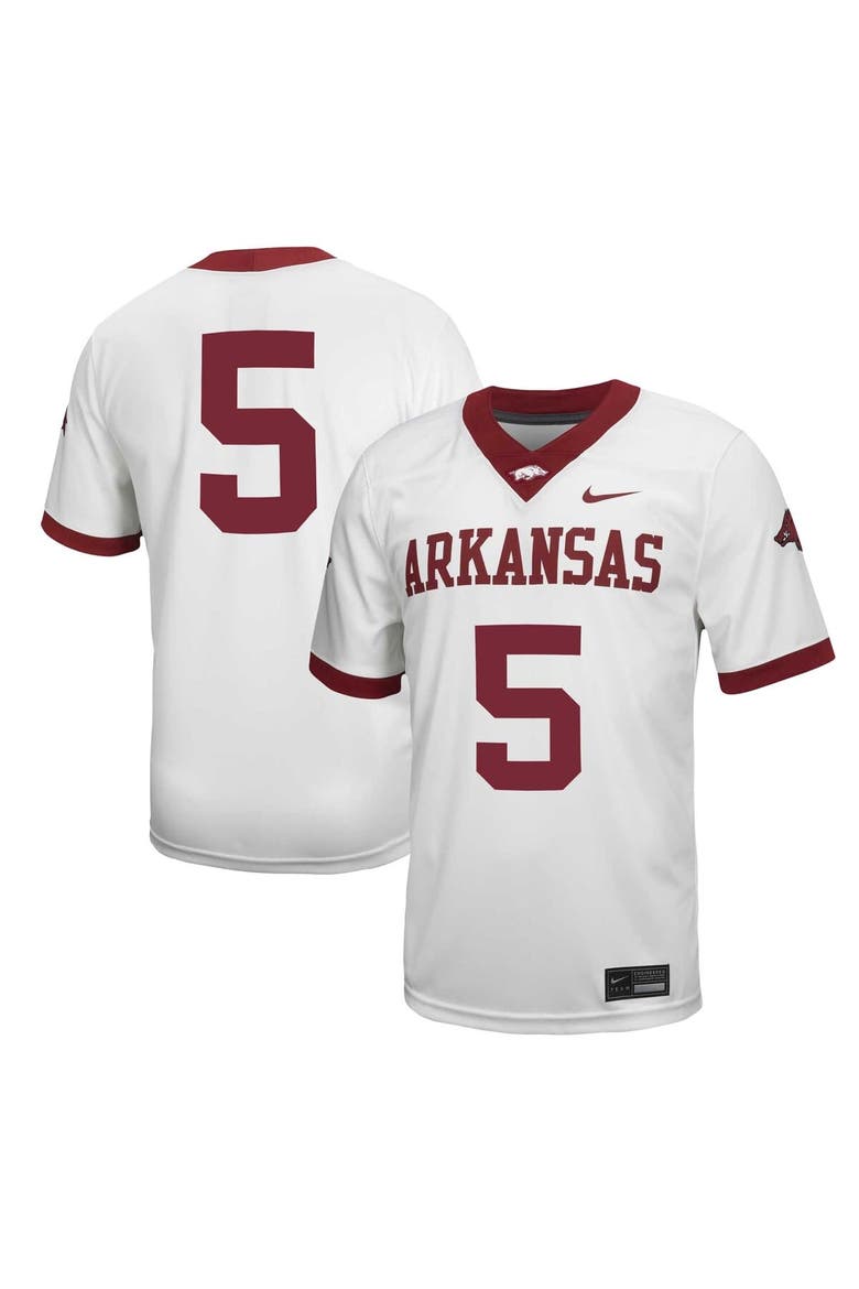 Men's Nike #5 White Arkansas Razorbacks Untouchable Football Jersey, Alternate, color, White
