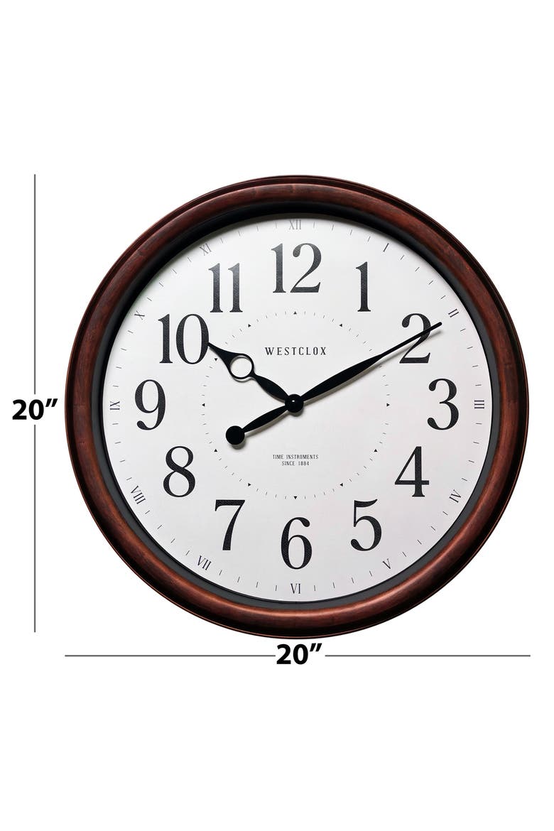 20-Inch Woodgrain Wall Clock, Alternate, color, BROWN