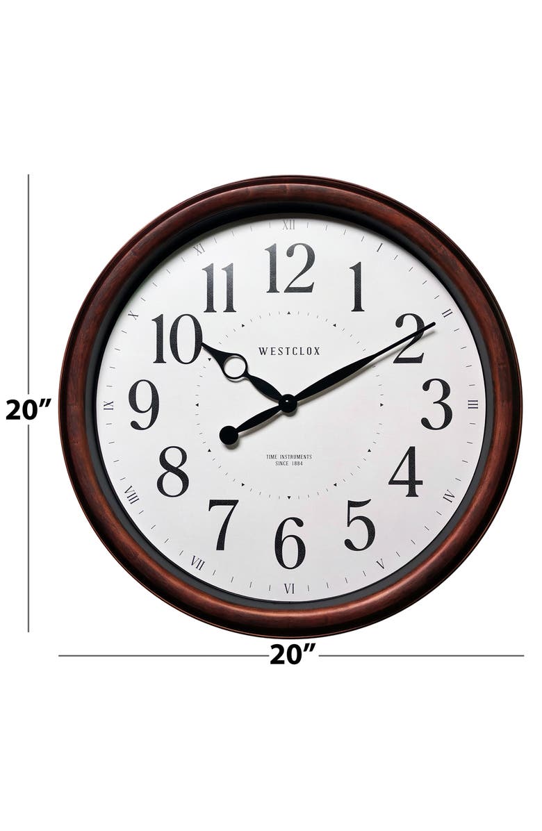 Westclox 20-Inch Woodgrain Wall Clock, Alternate, color, Brown