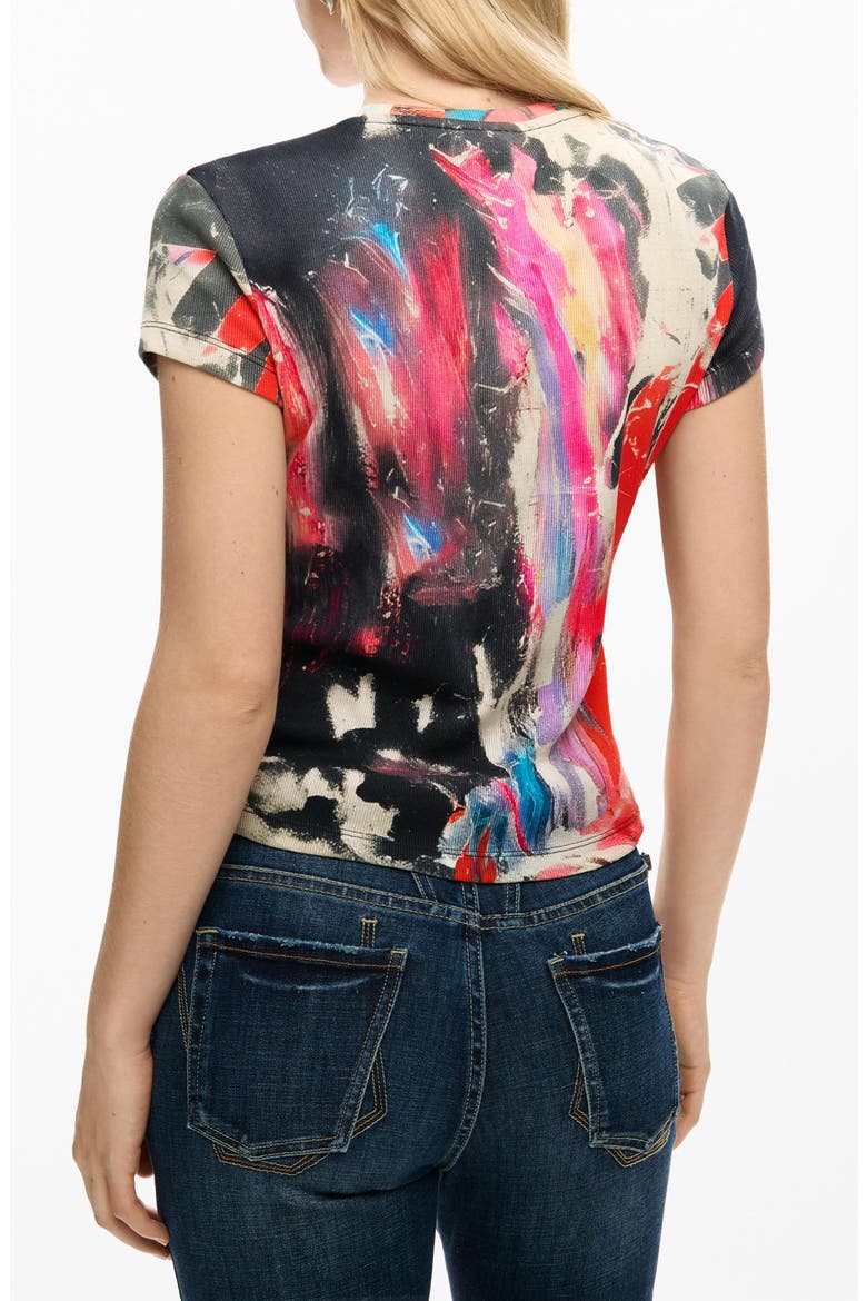 Print Stretch Cotton T-Shirt, Alternate, color, PINK