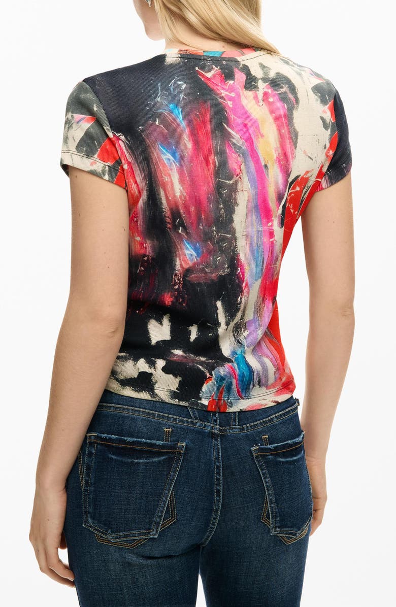 Desigual Print Stretch Cotton T-Shirt, Alternate, color, Pink