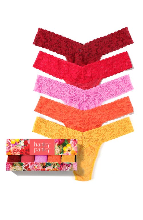 Hanky Panky Assorted 5-pack Lace Original Rise Thongs In Multi