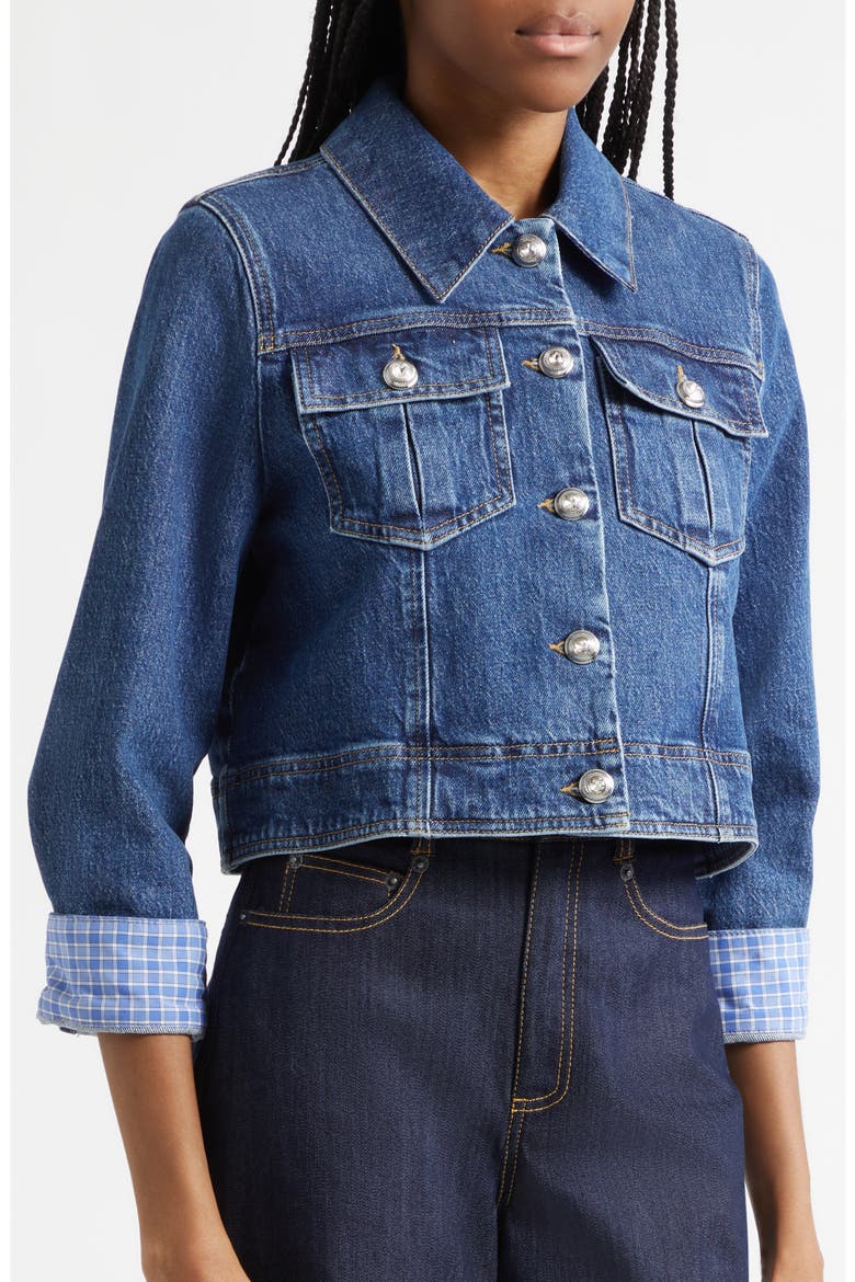 Lexie Crop Denim Jacket, Alternate, color, BLEU CRUSH/ ULTRAMARINE MULTI