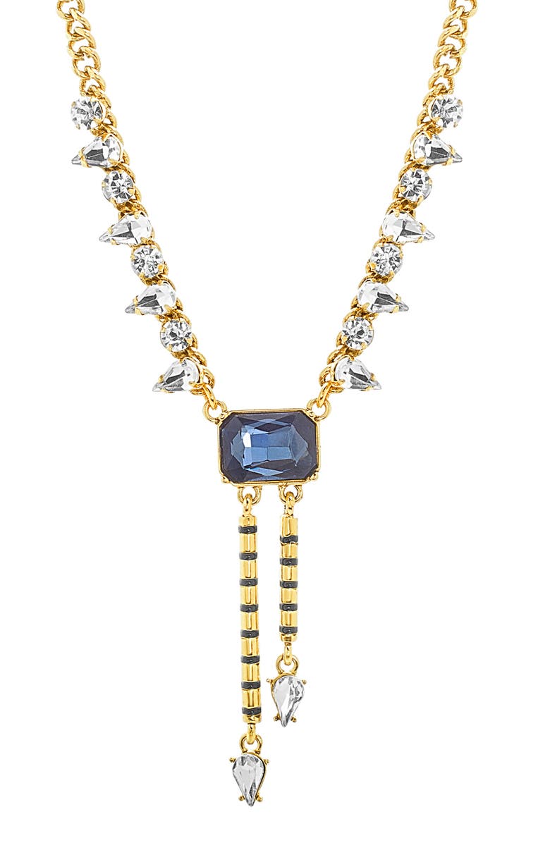 Steve Madden Curb Chain Crystal Pendant Y Necklace, Main, color, 