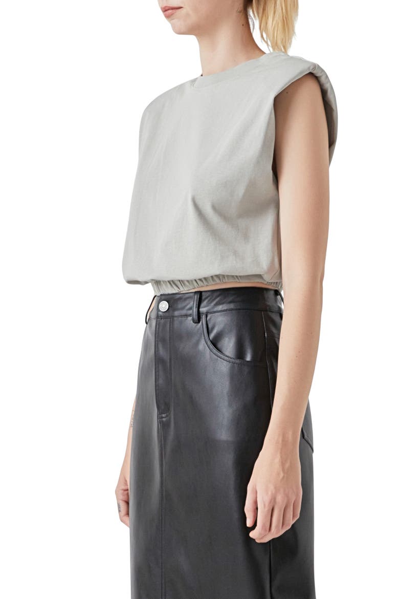 Open Back Crop T-Shirt, Alternate, color, GREY