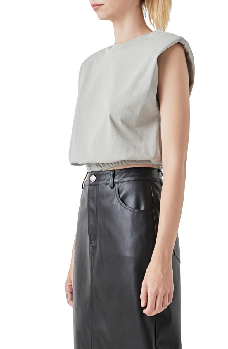 Grey Lab Open Back Crop T-Shirt, Alternate, color, Grey