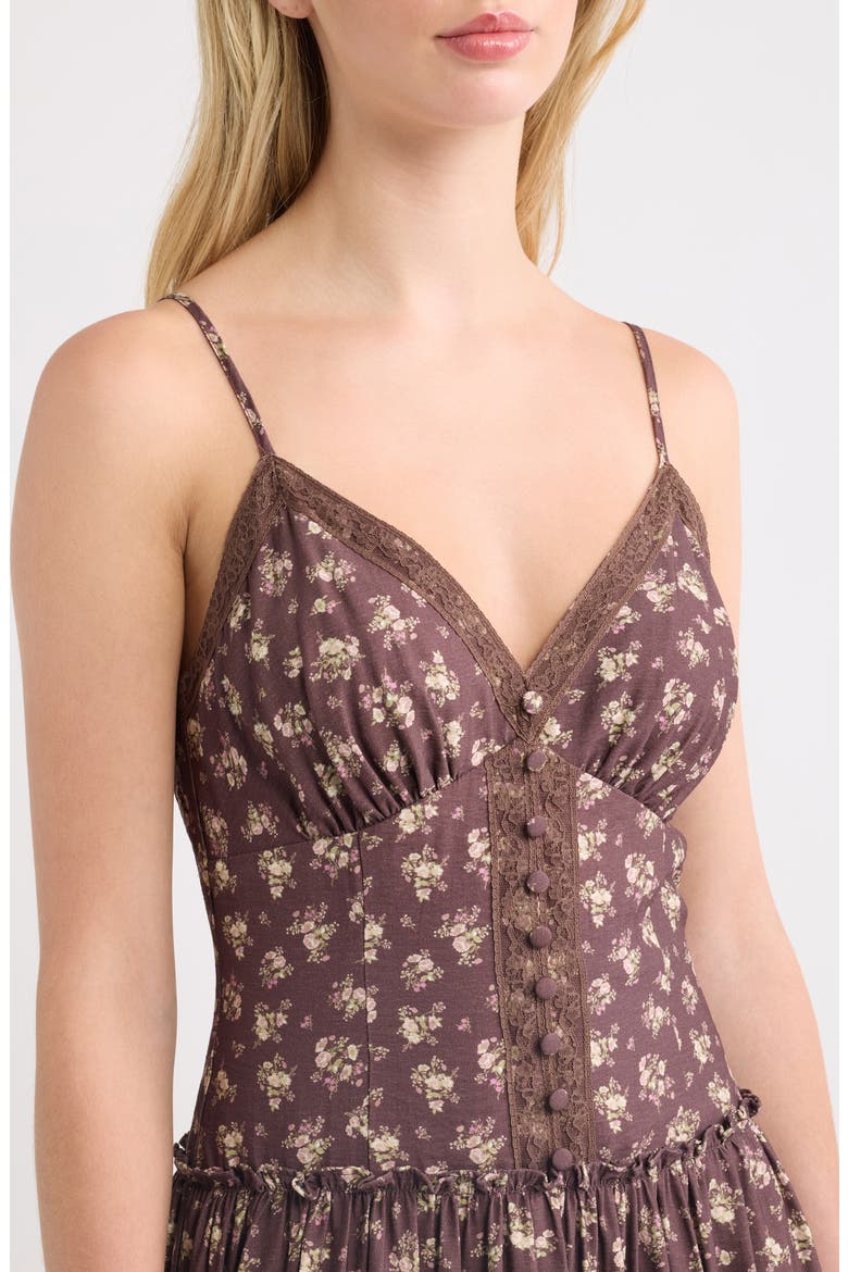 Lotta Lace Floral Dress, Alternate, color, BROWN MULTI