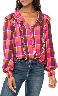 GIBSONLOOK Plaid Ruffle Shirt