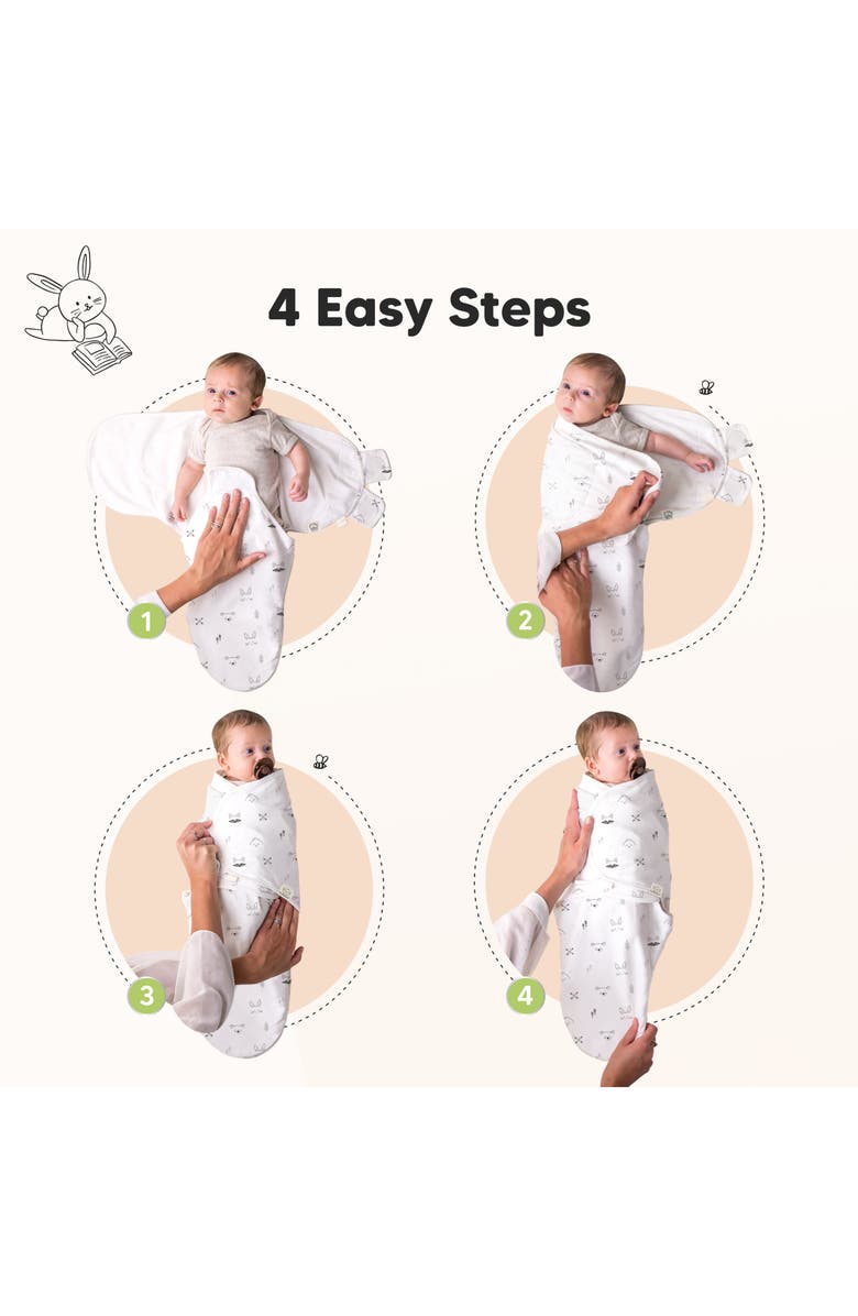 KeaBabies 3-Pack Soothe Swaddle Wraps with Knot Hats, Alternate, color, Nordic